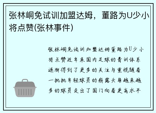 张林峒免试训加盟达姆，董路为U少小将点赞(张林事件)