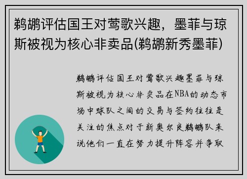 鹈鹕评估国王对莺歌兴趣，墨菲与琼斯被视为核心非卖品(鹈鹕新秀墨菲)